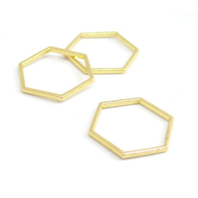 pendentifs connecteur HEXAGONE, HEXAGONALE 22 par 20mm metal couleur Doré