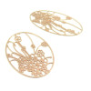 Estampes pendentif filigrane Bouquet de Fleur Medaillon Ovale 40mm métal couleur Or Rose