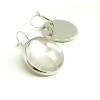 20 pièces: BN1128392 PAX 10 boucle d'oreille DORMEUSE 25mm Qualité metal couleur Argent Platine et 10 cabochons