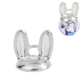 PS110103192 PAX 10 embouts, calottes, coupelles, caps Oreille d'e Lapin pour Perles métal couleur Argent Platine 