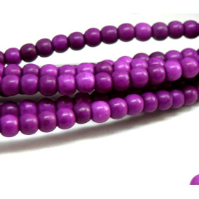 HG106402O 1 fil de 110 perles Turquoise reconstituée Howlite couleur Violet 4mm