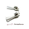Pompons Breloque Passementière 35mm Suédine Blanc Argent Platine