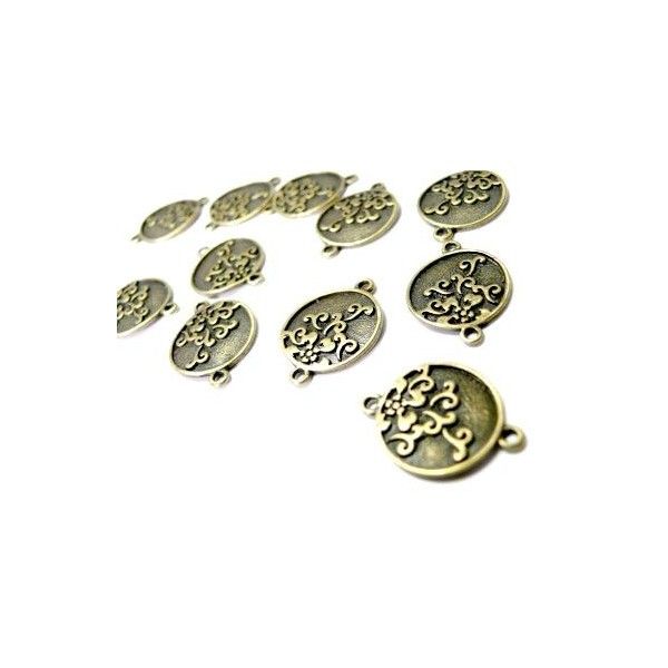Lot de 10 pendentifs connecteur zenko métal coloris Bronzeref A14294