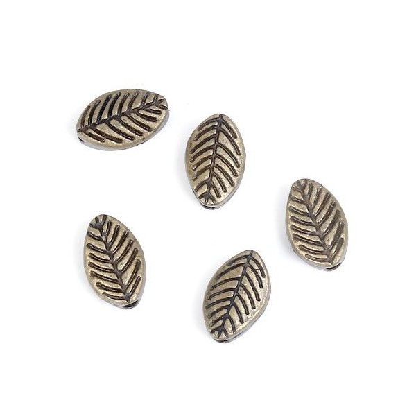 Perles intercalaires Feuille 4 par 3mm metal couleur BRONZE