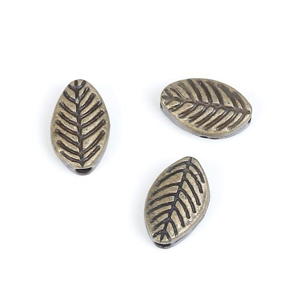 Perles intercalaires Feuille 4 par 3mm metal couleur BRONZE