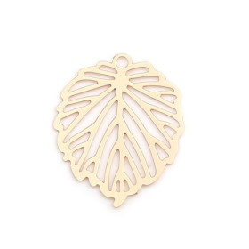Estampes pendentif  Feuille Ajourée cuivre couleur Doré
