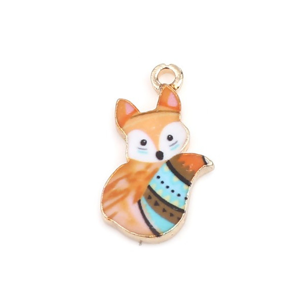Pendentifs breloques Petit Renard Emaillé 19 mm métal Doré