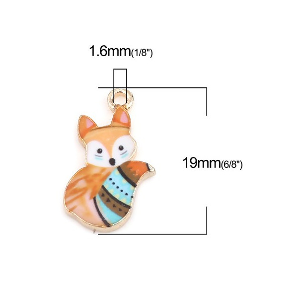 Pendentifs breloques Petit Renard Emaillé 19 mm métal Doré