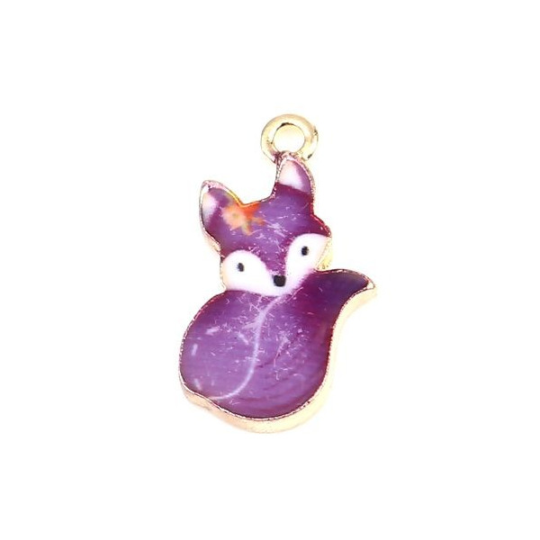 Pendentifs breloques Petit Renard Emaillé 19 mm métal Doré