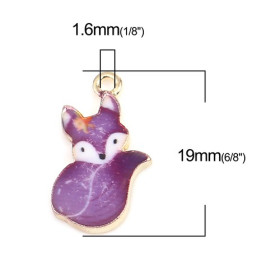 Pendentifs breloques Petit Renard Emaillé 19 mm métal Doré