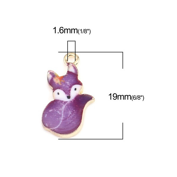Pendentifs breloques Petit Renard Emaillé 19 mm métal Doré