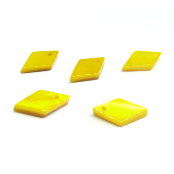 Pendentifs Nacres Pastilles Losange 15 mm Jaune Canari