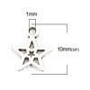Breloques pendentif  Pentagram, Étoiles 10 mm métal couleur ARGENT ANTIQUE
