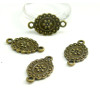 HA14025  PAX 20 pendentifs connecteur Fleur Ovale Vintage métal couleur Bronze