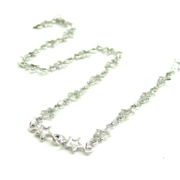 50 cm de Chaine Etoiles laiton Coloris Argent Platine 190129135754