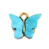 Pendentifs petits Papillon Acrylique Bleu Turquoise 15 mm metal doré