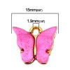 Pendentifs petits Papillon Acrylique Rose Intense 15 mm metal doré