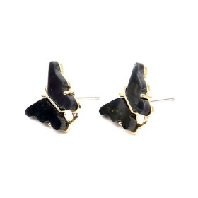 Boucles d'oreille clou puce Papillon 14 mm coloris Noir