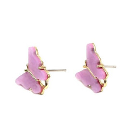 Boucles d'oreille clou puce Papillon 14 mm coloris Lilas
