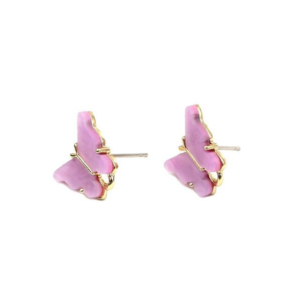 Boucles d'oreille clou puce Papillon 14 mm coloris Lilas