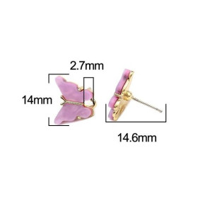 PS11649732 PAX 4 Boucles d'oreille clou puce Papillon 14 mm coloris Lilas