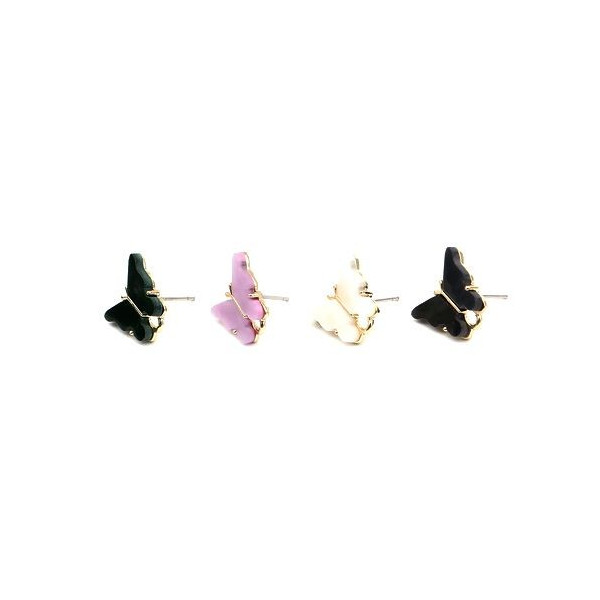 PS11649732 PAX 4 Boucles d'oreille clou puce Papillon 14 mm coloris Lilas