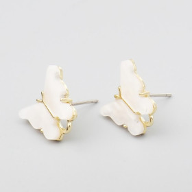 PS11649731 PAX 4 Boucles d'oreille clou puce Papillon 14 mm coloris Blanc