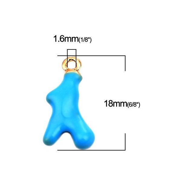 PS110257227 PAX 5 breloque pendentifs Corail 18mm résine style emaille Bleu Turquoise 18 mm sur base dorée