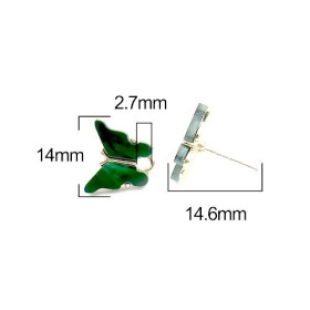 PS11649733 PAX 4 Boucles d'oreille clou puce Papillon 14 mm coloris Vert Foncé