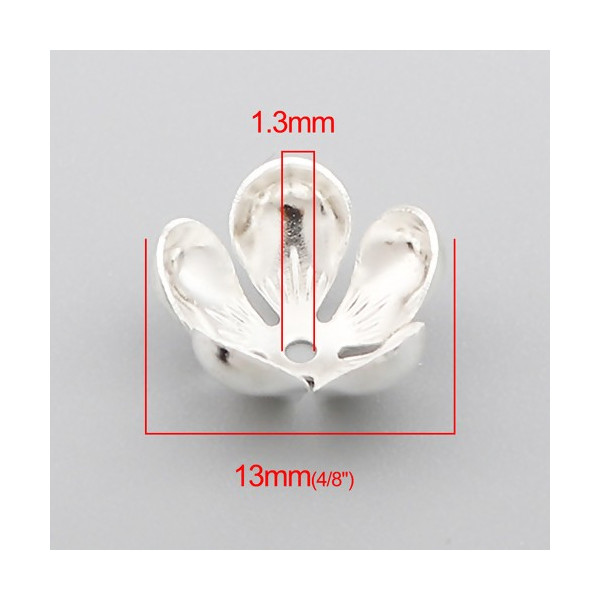 PS110257681 PAX 20 coupelles caps embouts Forme Tulipe 13mm metal couleur Argent Vif