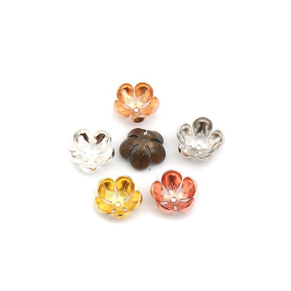 PS110257681 PAX 20 coupelles caps embouts Forme Tulipe 13mm metal couleur Argent Vif