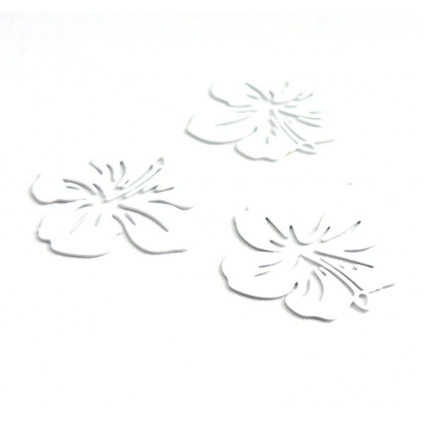 AE11556 Lot de 4 Estampes pendentif filigrane Fleur d' Hibiscus 20 mm Blanc