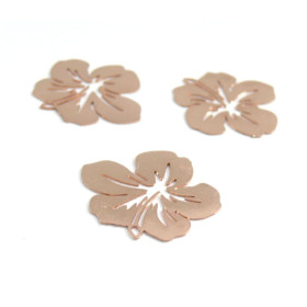 AE11556 Lot de 4 Estampes pendentif filigrane Fleur d' Hibiscus 20 mm Or Rose