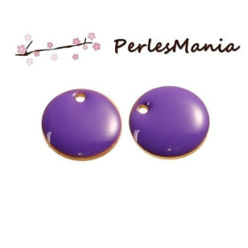 PAX 10 sequins médaillons émaillés biface ROND 12mm VIOLET S1191531