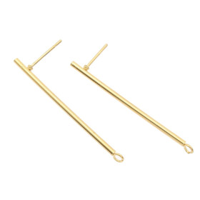 Paire Puce Longue tige 37 mm avec embouts Papillon  en Acier Inoxydable couleur Doré