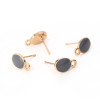 PS110111959 PAX 4 Supports de Boucle d'oreille puce Ovale style emaillé Gris sur support doré