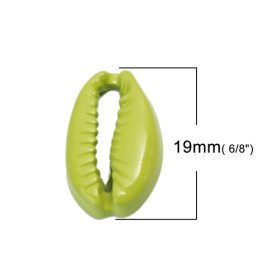 PS110208256 PAX 5 pendentifs breloque Coquillage Cauri Vert Clair sur metal