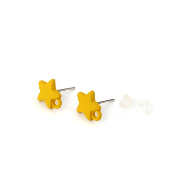 Boucles d'oreille clou puce Etoile 10 mm coloris Jaune Moutarde