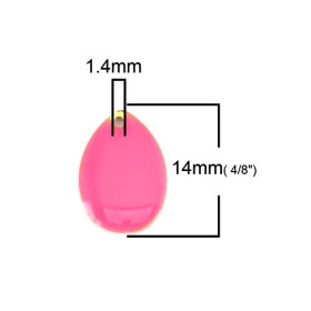 PS110238348 PAX 5 sequins médaillons style émaillés Biface GOUTTE 14mm Rose Flashy