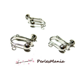 Boucle d'oreille Clip à vis avec attache Cuivre couleur Argent Platine