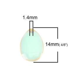 PS110238351 PAX 5 sequins médaillons style émaillés Biface GOUTTE 14mm Bleu Clair