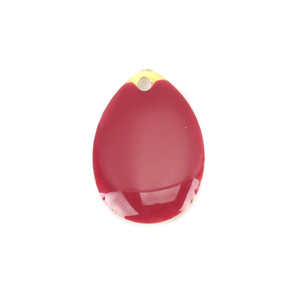 PS110238352 PAX 5 sequins médaillons style émaillés Biface GOUTTE 14mm Rouge Vin