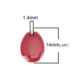 PS110238352 PAX 5 sequins médaillons style émaillés Biface GOUTTE 14mm Rouge Vin