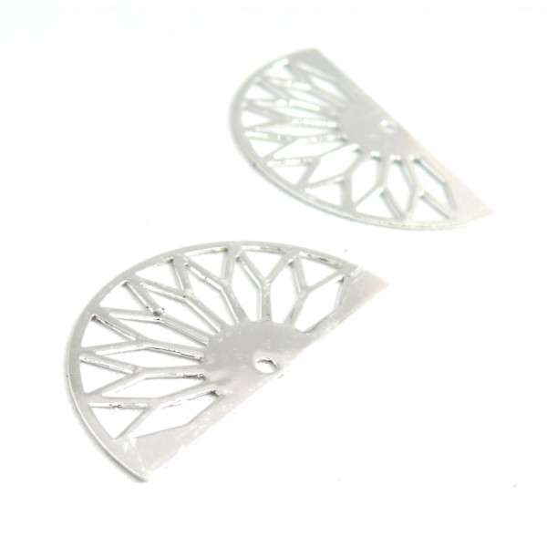 Estampes pendentif filigrane demi cercle Eventail GM 16 par 30 mm Coloris Argent