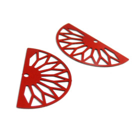 Estampes pendentif filigrane demi cercle Eventail GM 16 par 30 mm Coloris Rouge