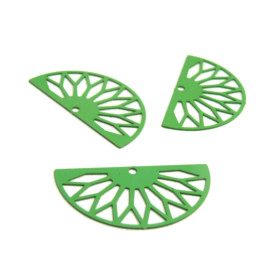 Estampes pendentif filigrane demi cercle Eventail GM 16 par 30 mm Coloris Vert