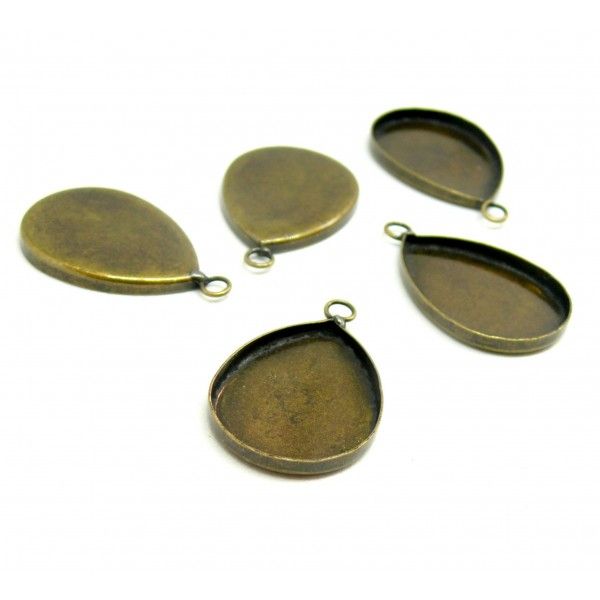 Supports de pendentif Goutte Qualité 18 par 25mm laiton coloris Bronze