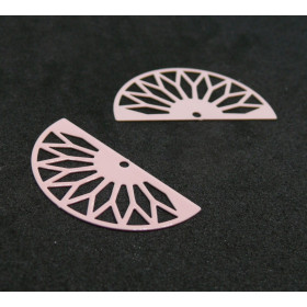 Estampes pendentif filigrane demi cercle Eventail GM 16 par 30 mm Coloris Rose