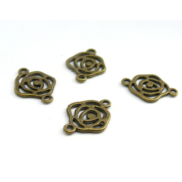H11R PAX 20 connecteurs Fleur Rose metal couleur Bronze