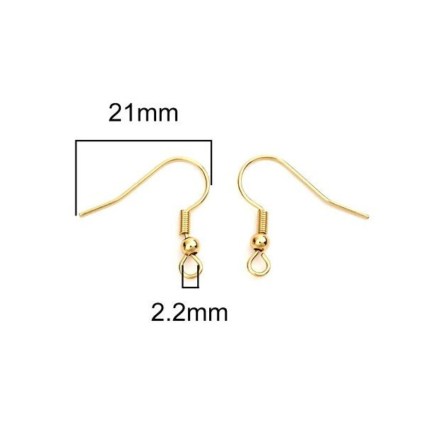 Boucles d'oreille Crochets 21 mm, ACIER INOXYDABLE  coloris Doré